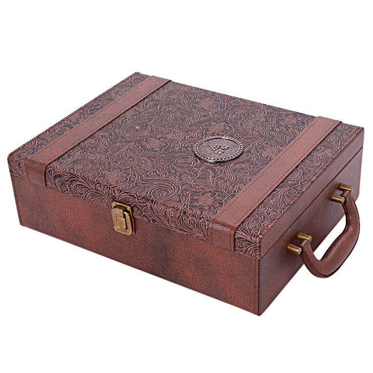 Creative Wine Box Leather Gift Box Handmade Home Kitchen Bar Accessories Decor Lafite Wine Holder Wine Packaging Box Friend Gift