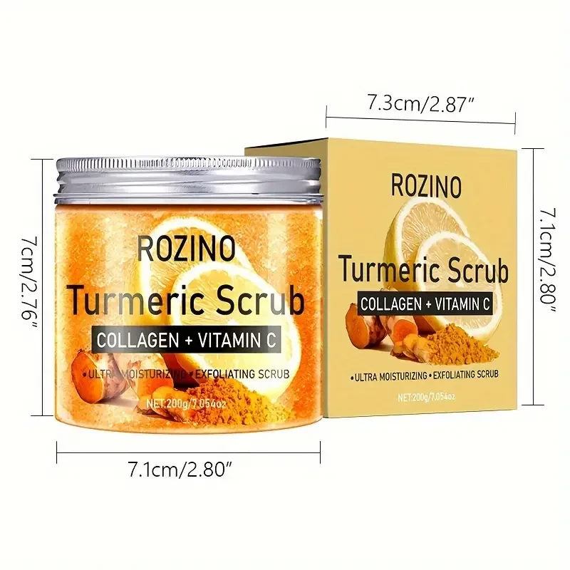 ROZINO Turmeric Glow Scrub With Collagen, Vitamin C & Sea Salt Exfoliator