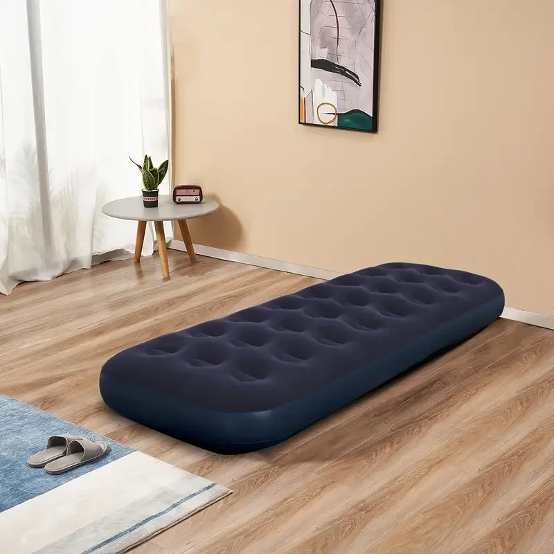 Easter Single Size Air Mattress Inflatable Camping Bed Sleeping Pad, Portable Blue Blow Up Mattresses with Flocked top Halloween Christmas Gifts