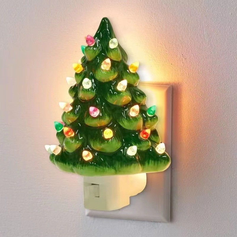 Christmas Gift Ceramic Transparent Christmas Tree Night Light