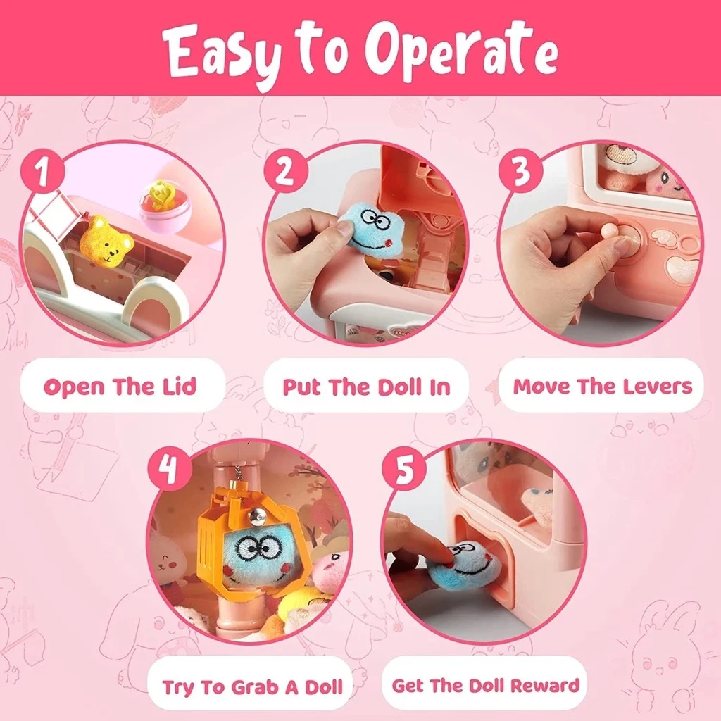 Kids Toys Claw Machine Jumbo Cartoon Automatic Doll Catching Machine with Music and Lights Children Gift