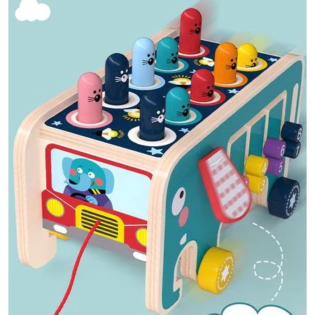 HUMMERING ELEPHANT WOODEN TOYS - - elephant-shaped hitting toy - educational toy