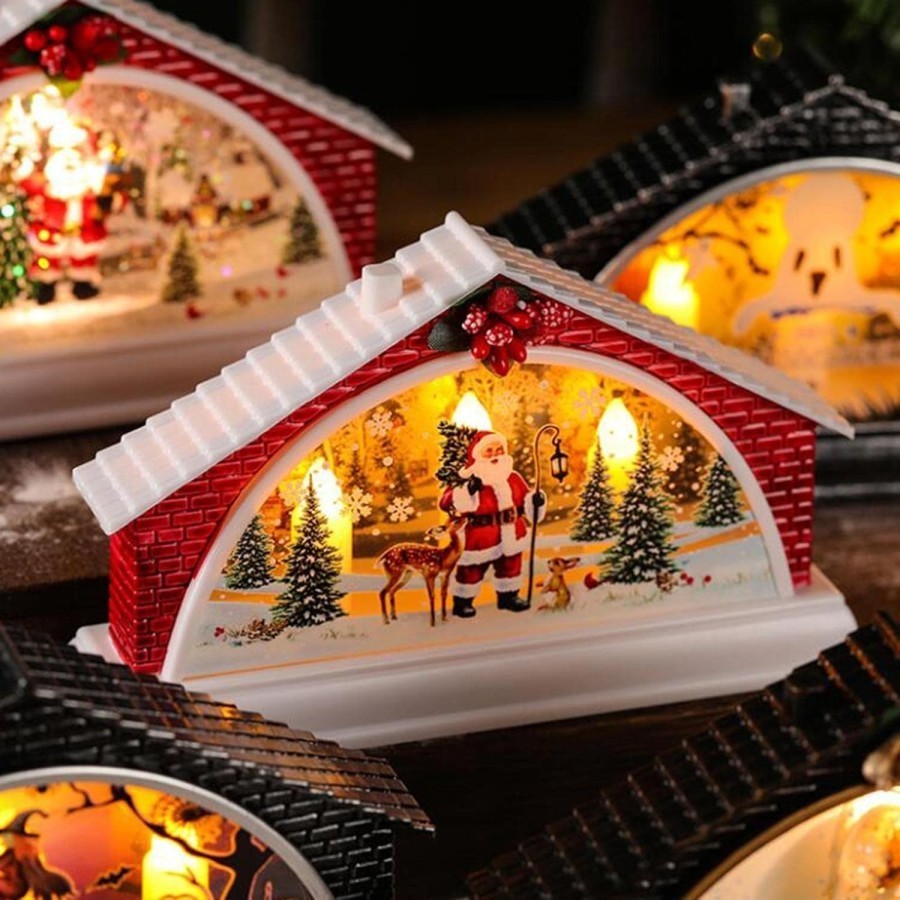 Christmas Display Christmas Village Warm White Lights Gift Christmas Home Decoration Ornaments