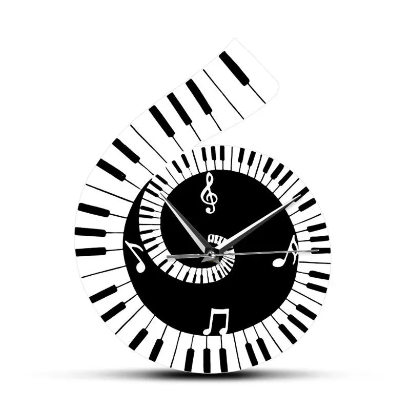 Decoration Wall Clock Treble Clef Piano Keyboard