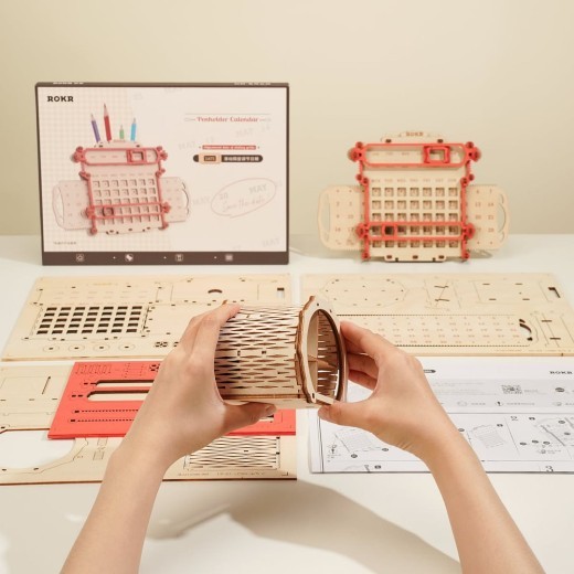 ROKR 3D Wooden Puzzle Penholder Calendar Best Gift For Teens Home Decorate