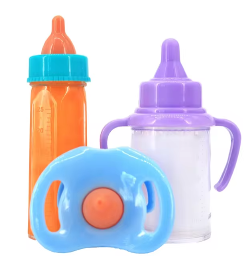 Large size Baby Doll Feeding Bottle Set Baby Care Toy Stroller 2pcs Milk And Juice Bottles With Toy Pacifier For Baby Dolls