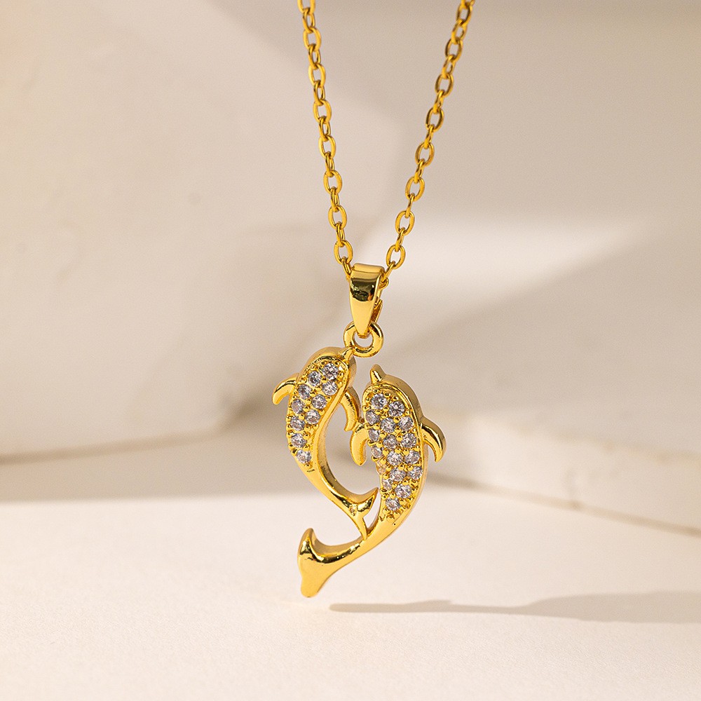 Exquisite Titanium Steel Dolphin Pendant Necklace