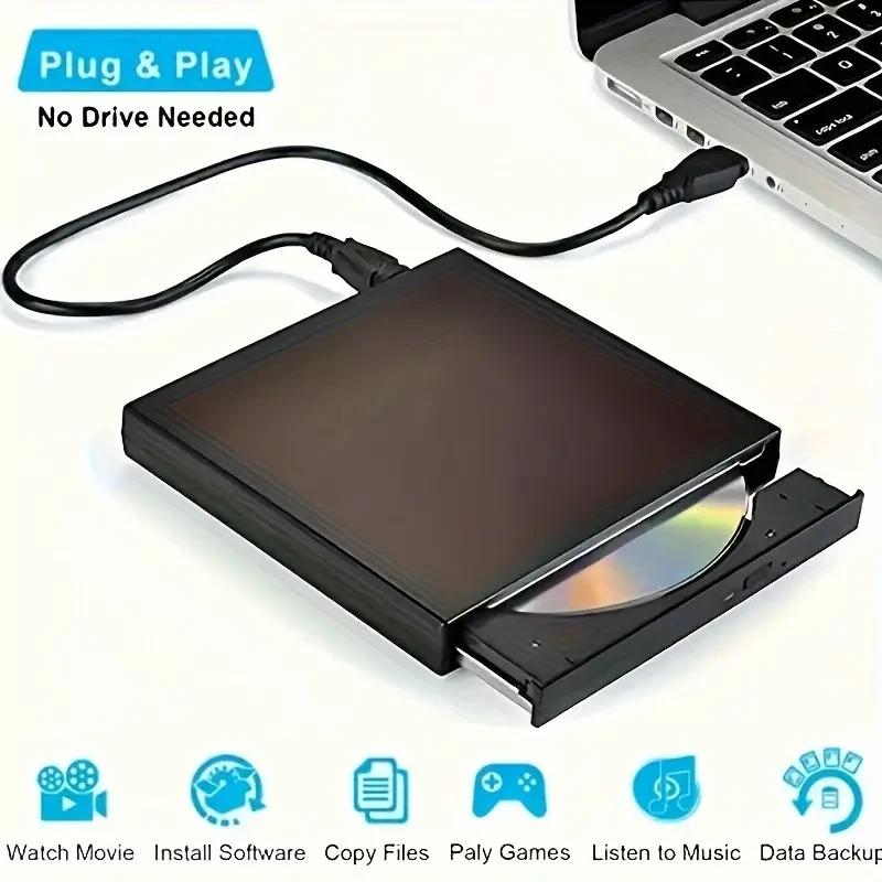 External CD DVD Drive, USB 2.0 Slim Portable