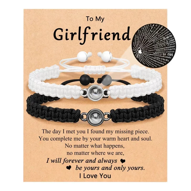 Projection Stone Bracelet Suit Hand-woven Couple Bracelet Adjustable Bracelet