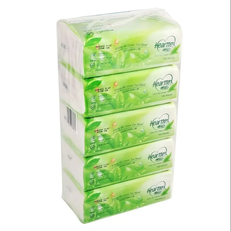 15 Bags Soft Facial Tissue, 2 Ply, big size, Green Tea Scent, 100% Virgin Pulp, NO OBA, Strong And Soft, Streamed Treated. High Quality