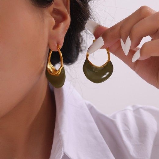 Personalized All-match Titanium Steel Gold-plated Earrings