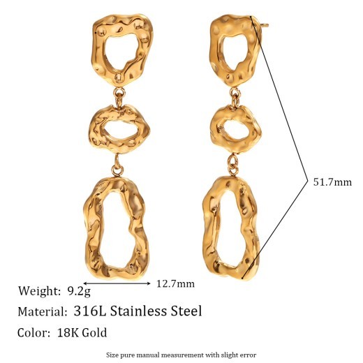 Irregular Beating Pattern Geometric Hollow Out Stitching Eardrops