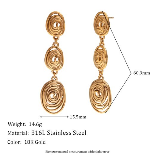 Irregular Beating Pattern Geometric Hollow Out Stitching Eardrops