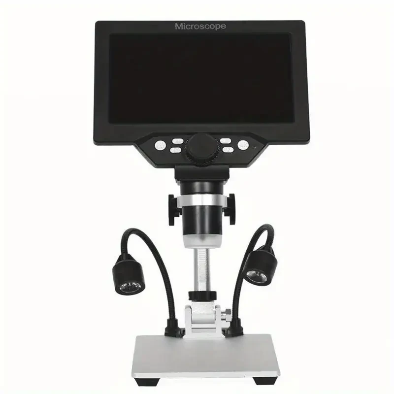 Lixada G1200 Digital Microscope, 17.78cm LCD Display, 12MP, 1-1200X Zoom, Aluminum Stand, Dual LED Lights, Universal Occasion, Ideal for New Year, Halloween, Christmas - Educational Hobby Tool