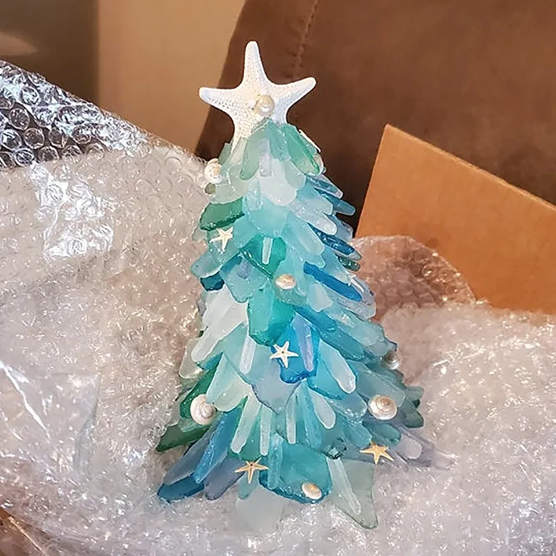 DIY Christmas Decoration Blue Christmas Tree Glass Creative Unique Decoration