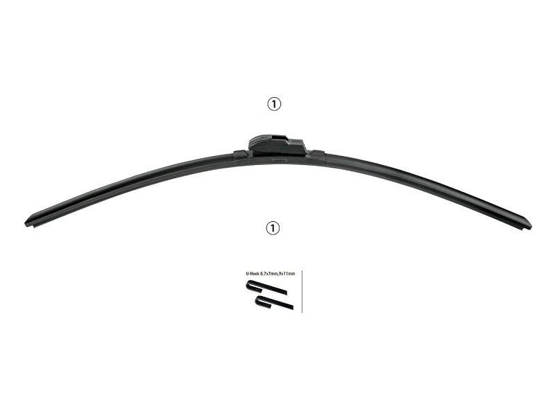 (1PC) Universal Frameless Wiper Blade, J HOOK,14" - 26"