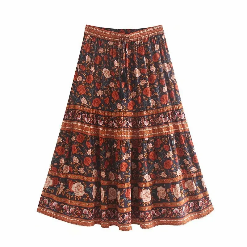 Lace rayon elastic skirt women's clothing