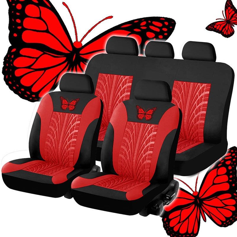 Auto Seat Covers Car Truck SUV Van Universal Protectors Polyester Butterfly