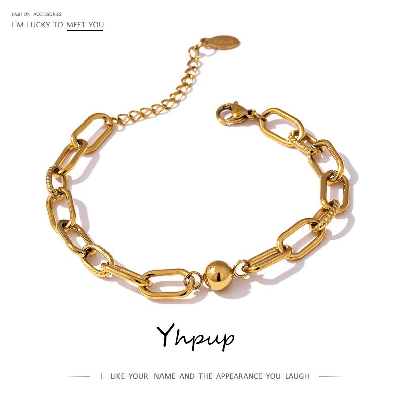 Yhpup New Stainless Steel Golden Bracelet