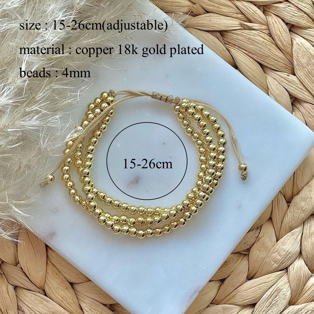 KKBEAD 18K Gold Plated Waterproof Multilayer Beaded Bracelet