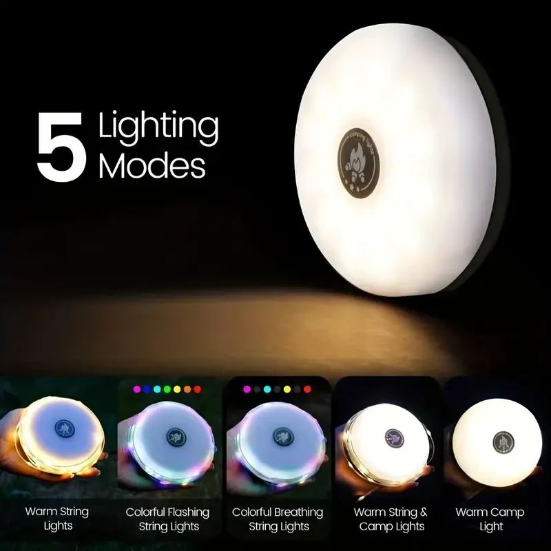 2 in 1 Solar-Powered Camping String Lights: