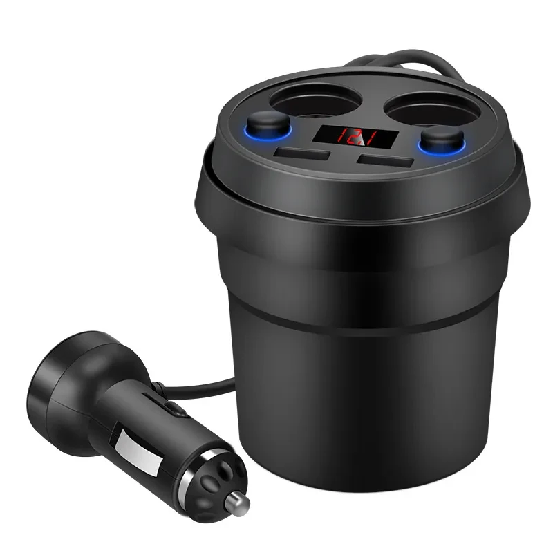 Multi-function Cigarette Lighter Digital Display Multi-mouth Cup Type Car Mobile Phone Car Charger