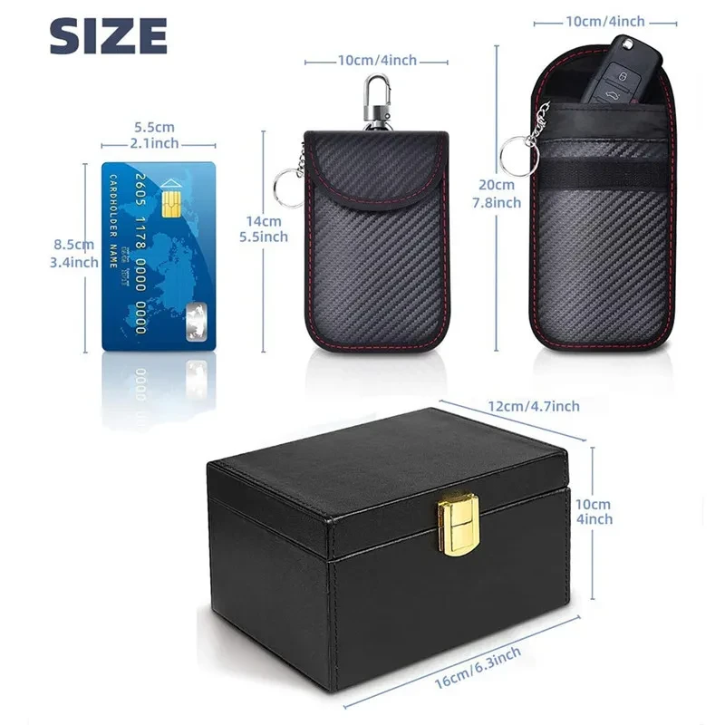 1 Shielding Box 2 Key Case Suit Carbon Fiber Anti-theft Swiping Box