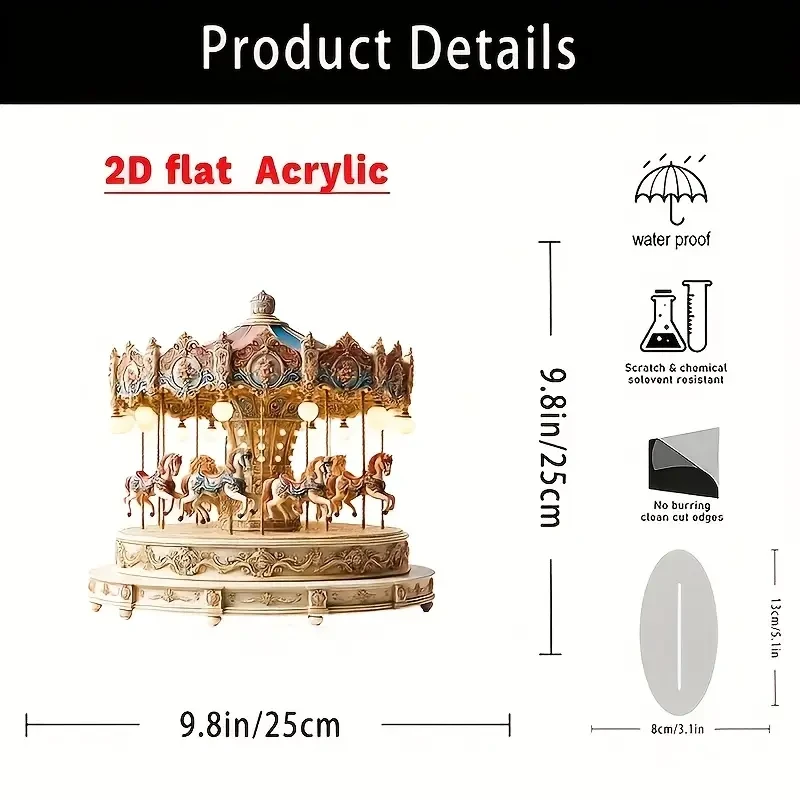Enchanting 24.89cm Acrylic Carousel Music Box
