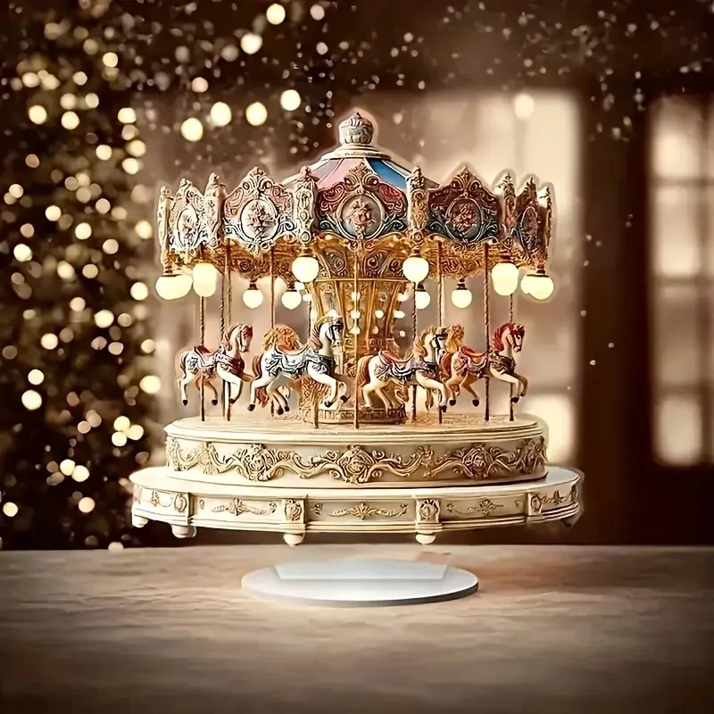 Handcrafted Acrylic Carousel Music Box - Enchanting Fairy Tale Design