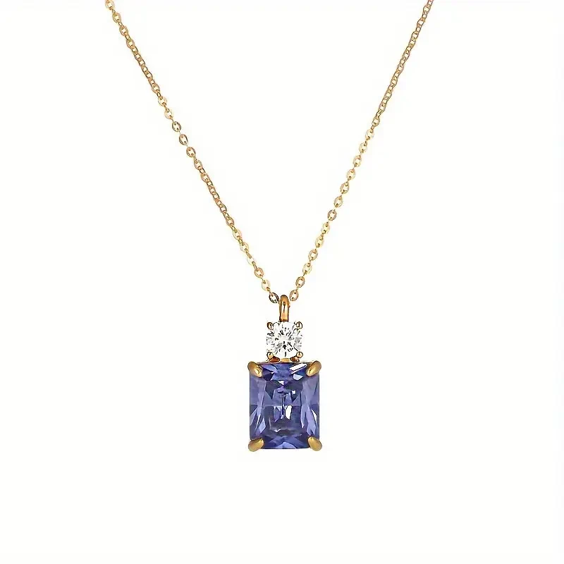 18K Gold Plated 925 Sterling Silvery Fashion Pendant Necklace with Synthetic Moissanite- Elegant Jewelry for Women and Men, Italian Design
