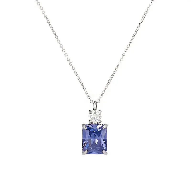18K Gold Plated 925 Sterling Silvery Fashion Pendant Necklace with Synthetic Moissanite- Elegant Jewelry for Women and Men, Italian Design