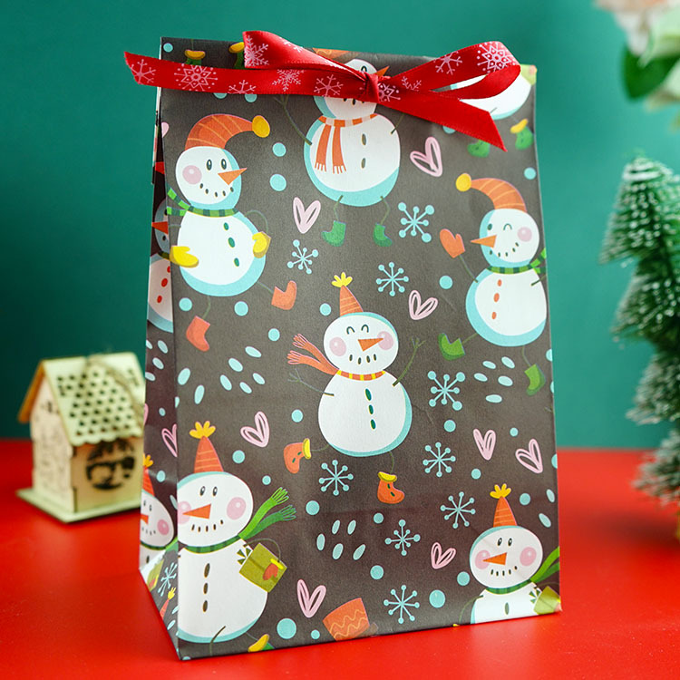 Foreign Trade New Christmas Spot Supply Cute Cartoon Paper Bag Children Snack Candy Packing Bag Paper Gift Bag