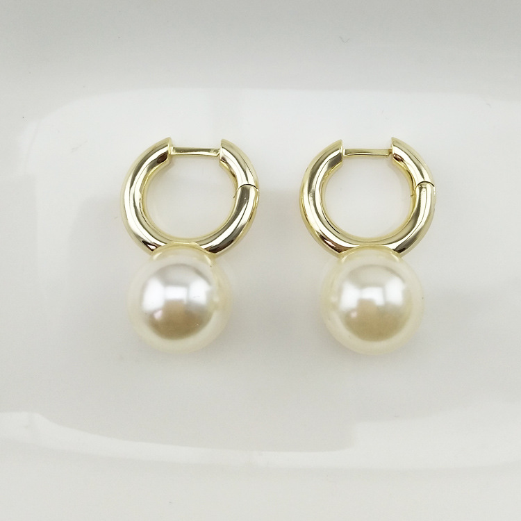 Earrings brass glass pearl earrings