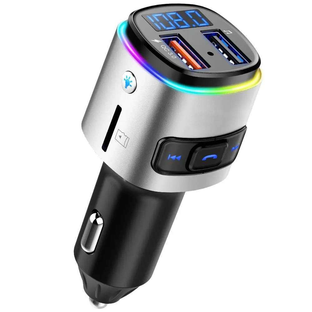 BC41 Colorful Atmosphere Light Car Card MP3 Player Bluetooth Receiver U Disk Charger Car Cigarette Lighter