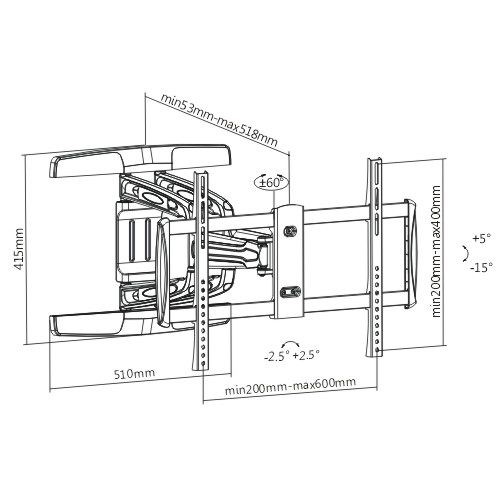 BRATECK 37''-70'' Full motion bracket Extend, tilt and swivel.