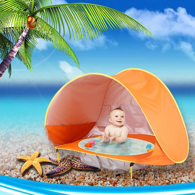 Children Babies Beach Tents Shade Bule