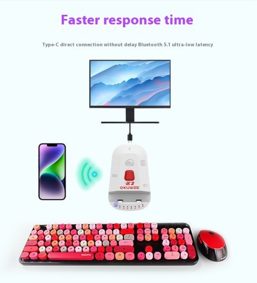 USB Key Mouse To Bluetooth Key Mouse Computer Cellphone Key Mouse Link