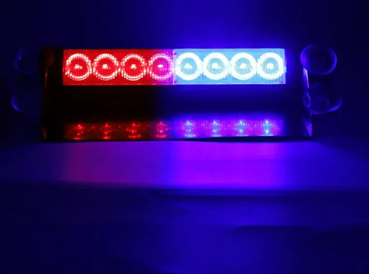Front Windshield Shovel Light 8LED Red And Blue Flashing Light
