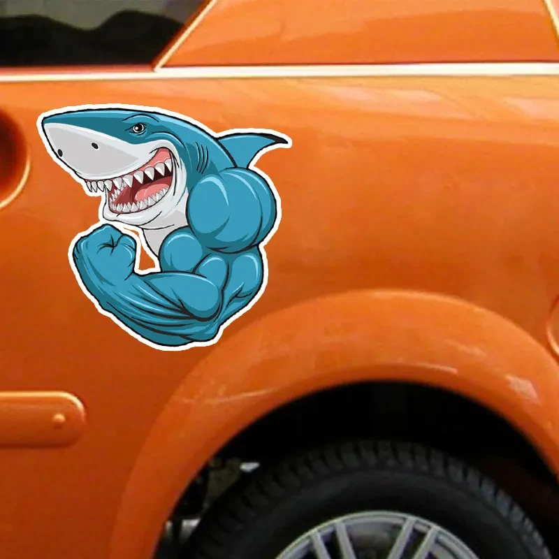 Bodybuilding Shark 3D Cartoon Sticker Bumper Creative Bumper Stickers 15 X14cm