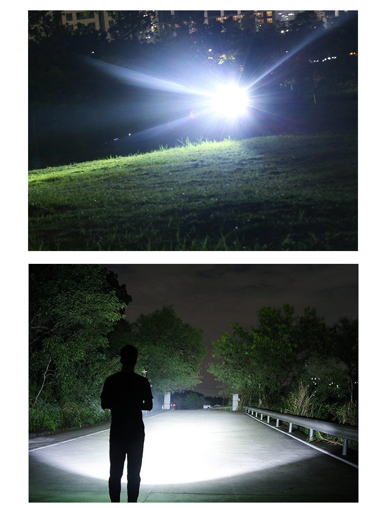LED Torch Rechargeable High Lumens Flashlight with two 26650 Batteries