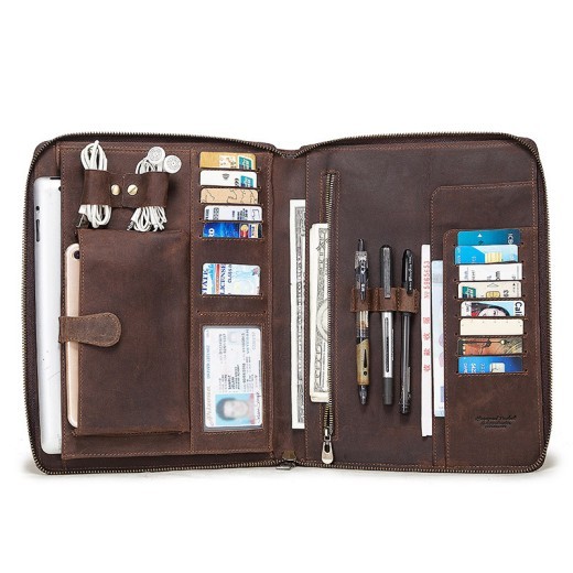 Vintage Crazy Horse Leather Handbag Tablet Computer Leather Sleeve