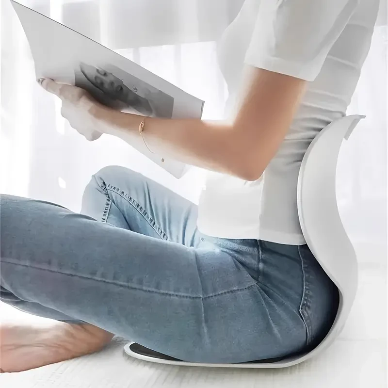 Ergonomic Lumbar Support Pillow - Anti-Fatigue Back Cushion for Study & TV, Breathable with Washable Nylon Cover, Multi-Purpose Non-Electric Seat Pad, Black/Grey
