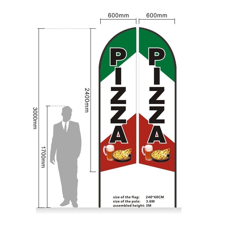 3M SET Pre-print Double Sided Feather Banner Flag Business Commersial Drill Base