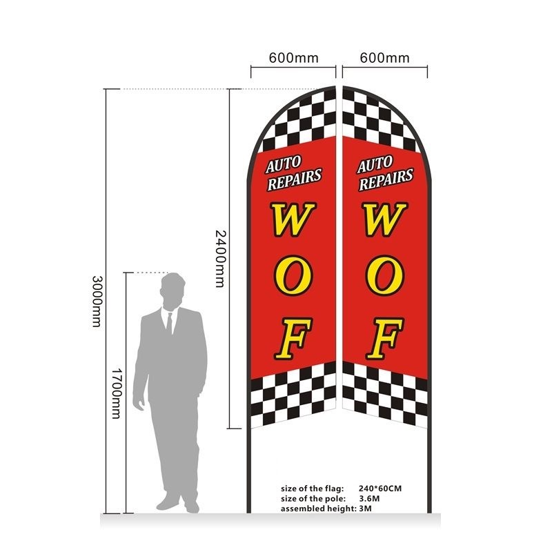 3M SET Pre-print Double Sided Feather Banner Flag Business Commersial Drill Base