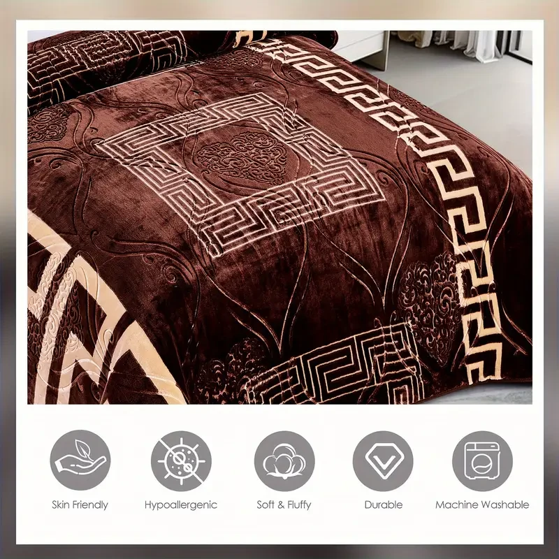Bohemian Style Faux Fur Throw Blanket