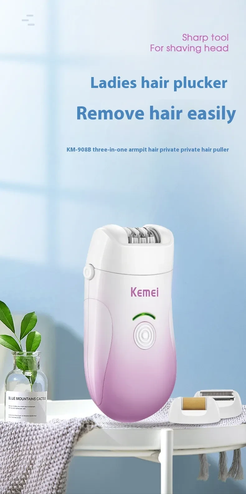Komei Hair Removal Device KM-908B Full Body Hair Removal Lady