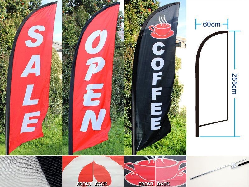 OPEN 3.4m Double sided print Flag Set Drill/SET