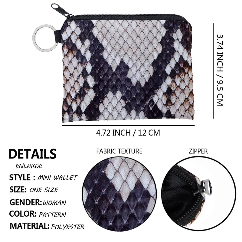 European And American Cross-border Snake Print Coin Purse Water Repellent Storage Bag Portable Key Case