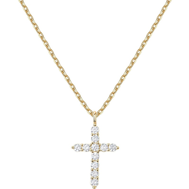 14K Gold Plated Cross Necklace for Women