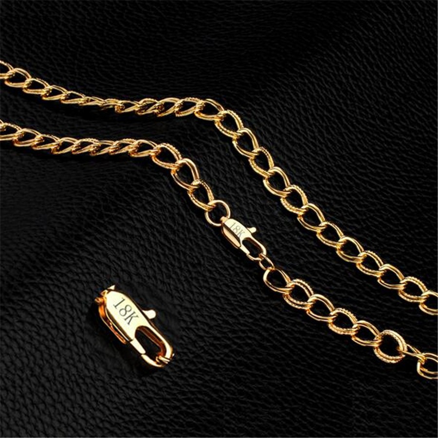 18K Gold Double-Sided Frosted O-Shape Necklace